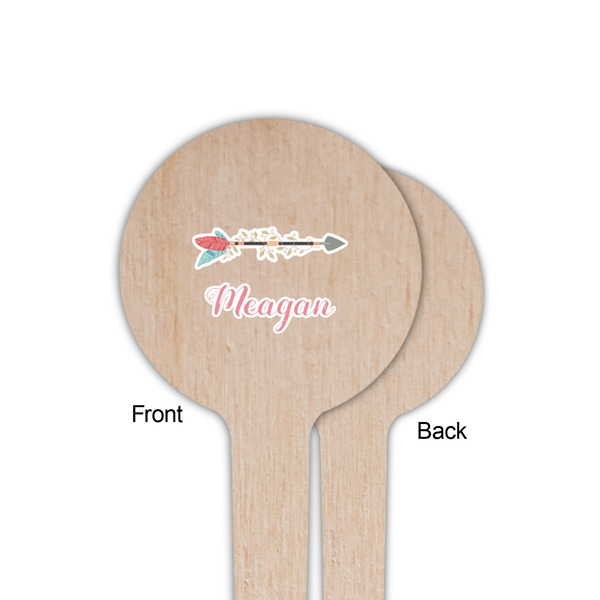 Tribal Arrows Wooden 4" Food Pick - Round - Single Sided - Front & Back
