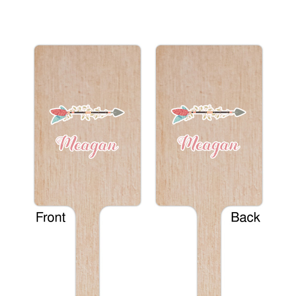 Tribal Arrows Wooden 6.25" Stir Stick - Rectangular - Double Sided - Front & Back