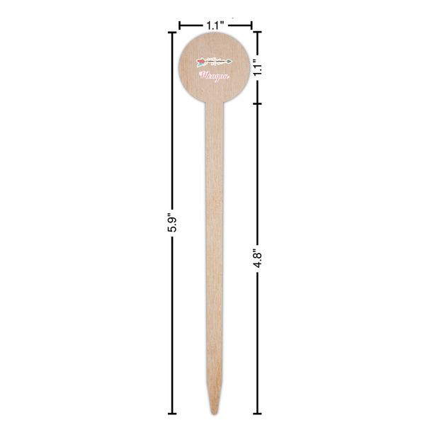 Tribal Arrows Wooden 6" Food Pick - Round - Dimensions