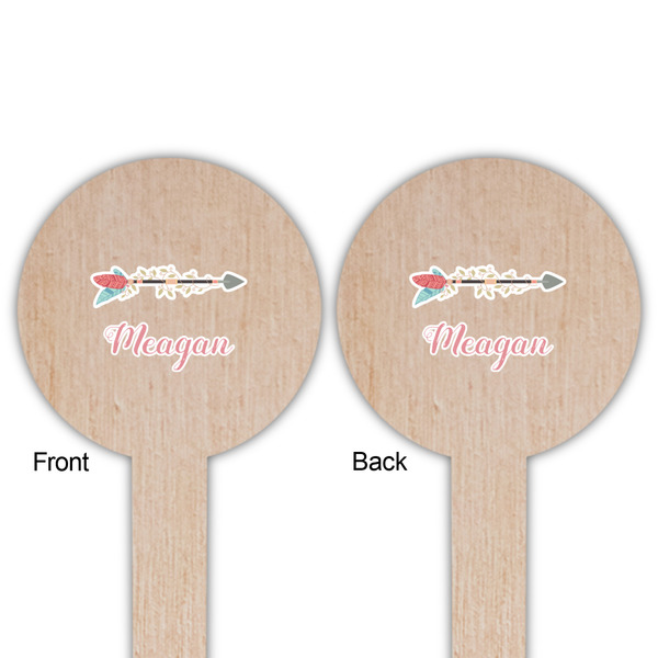 Tribal Arrows Wooden 6" Food Pick - Round - Double Sided - Front & Back