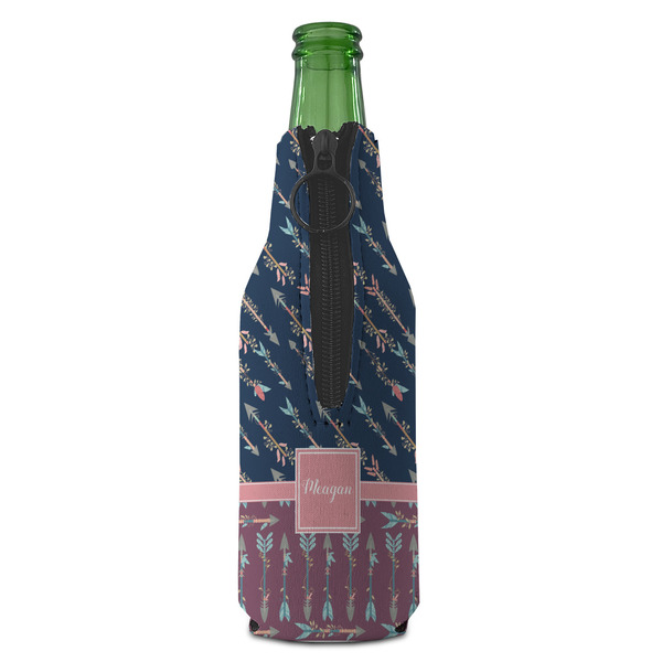 Tribal Arrows Zipper Bottle Cooler - BACK (bottle)