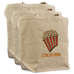 Movie Theater Reusable Cotton Grocery Bags - Set of 3 (Personalized)