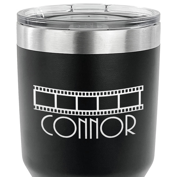 Movie Theater 30 oz Stainless Steel Ringneck Tumbler - Black - CLOSE UP
