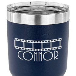Movie Theater 30 oz Stainless Steel Tumbler - Navy - Double Sided (Personalized)