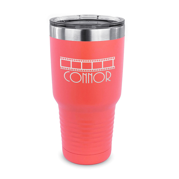 Custom Movie Theater 30 oz Stainless Steel Tumbler - Coral - Single Sided (Personalized)