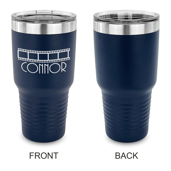 Movie Theater 30 oz Stainless Steel Ringneck Tumblers - Navy - Single Sided - APPROVAL
