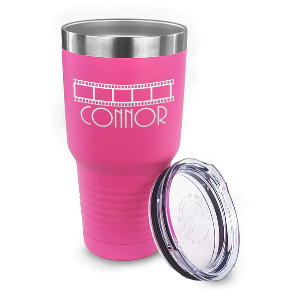 Movie Theater 30 oz Stainless Steel Ringneck Tumblers - Pink - LID OFF