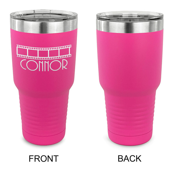 Movie Theater 30 oz Stainless Steel Ringneck Tumblers - Pink - Single Sided - APPROVAL