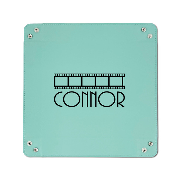 Movie Theater 6" x 6" Teal Leatherette Snap Up Tray - APPROVAL