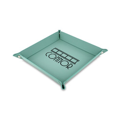 Movie Theater 6" x 6" Teal Faux Leather Valet Tray (Personalized)
