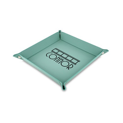 Movie Theater Faux Leather Dice Tray - 6" x 6" - Teal (Personalized)