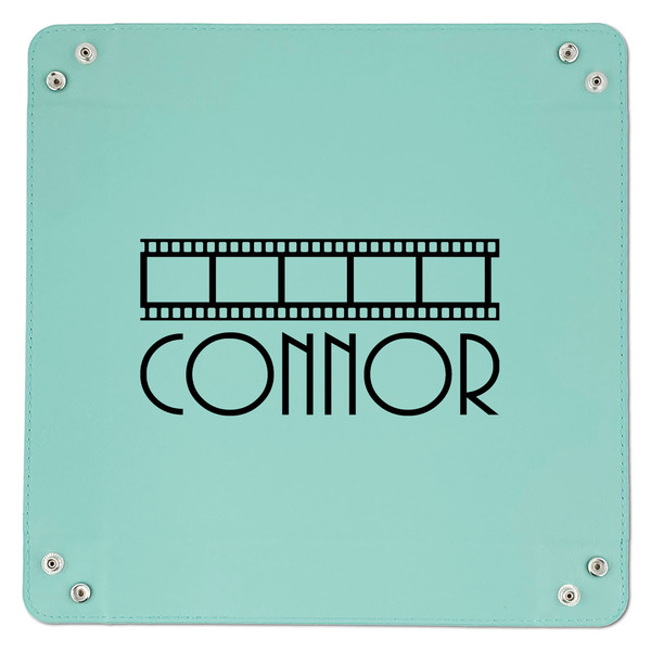 Movie Theater 9" x 9" Teal Leatherette Snap Up Tray - APPROVAL