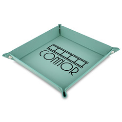 Movie Theater 9" x 9" Teal Faux Leather Valet Tray (Personalized)