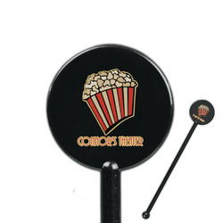 Movie Theater 5.5" Round Plastic Stir Sticks - Black - Single Sided (Personalized)