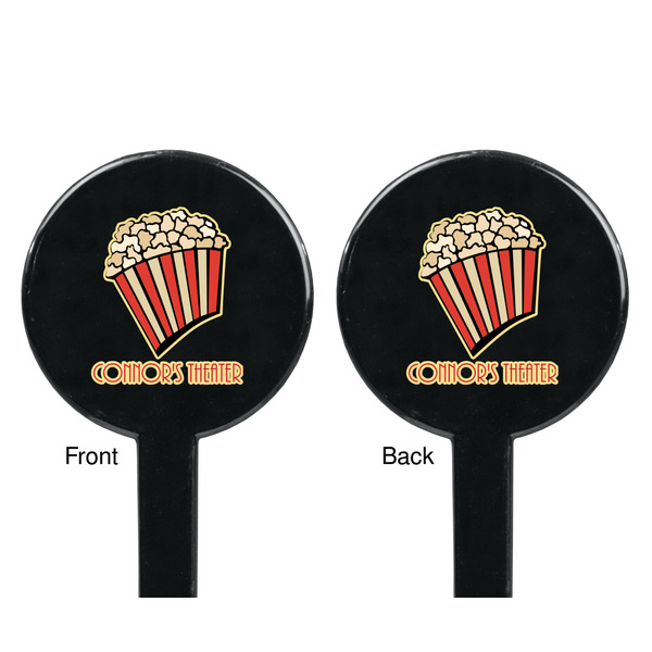 Movie Theater Black Plastic 7" Stir Stick - Double Sided - Round - Front & Back