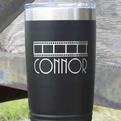 Movie Theater 20 oz Stainless Steel Tumbler - Black - Single Sided (Personalized)
