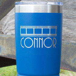 Movie Theater 20 oz Stainless Steel Tumbler - Royal Blue - Single Sided (Personalized)