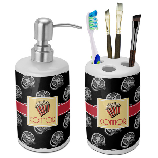 Custom Movie Theater Ceramic Bathroom Accessories Set (Personalized)