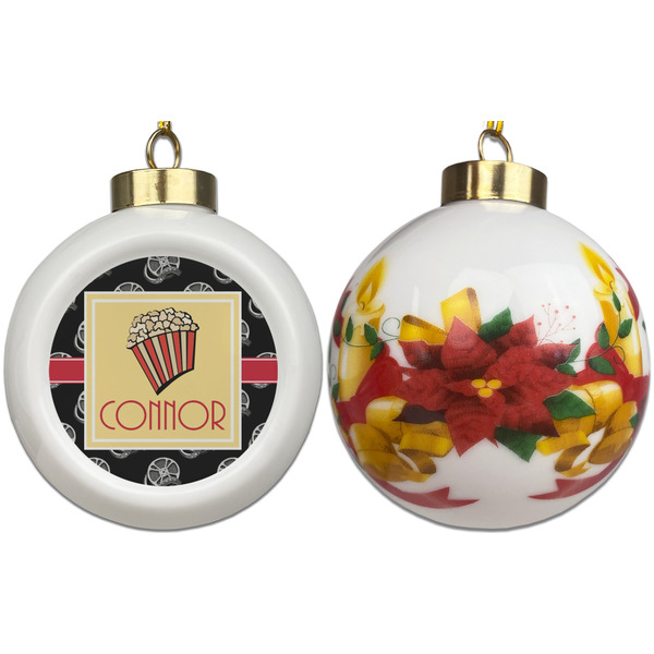 Movie Theater Ceramic Christmas Ornament - Poinsettias (APPROVAL)
