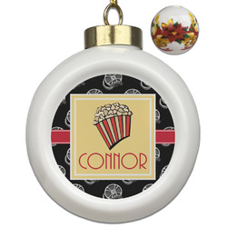Movie Theater Ceramic Ball Ornaments - Poinsettia Garland (Personalized)
