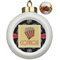 Movie Theater Ceramic Christmas Ornament - Poinsettias (Front View)