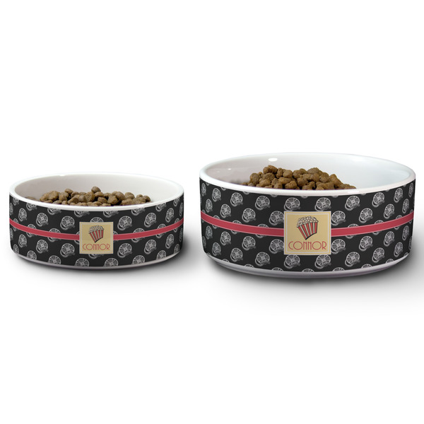 Movie Theater Ceramic Dog Bowls - Size Comparison