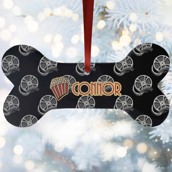 Custom Movie Theater Ceramic Dog Ornament w/ Name or Text