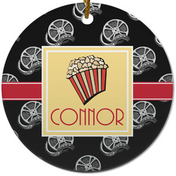 Movie Theater Round Ceramic Ornament w/ Name or Text