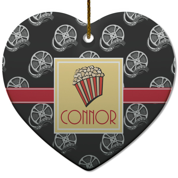 Movie Theater Ceramic Flat Ornament - Heart (Front)