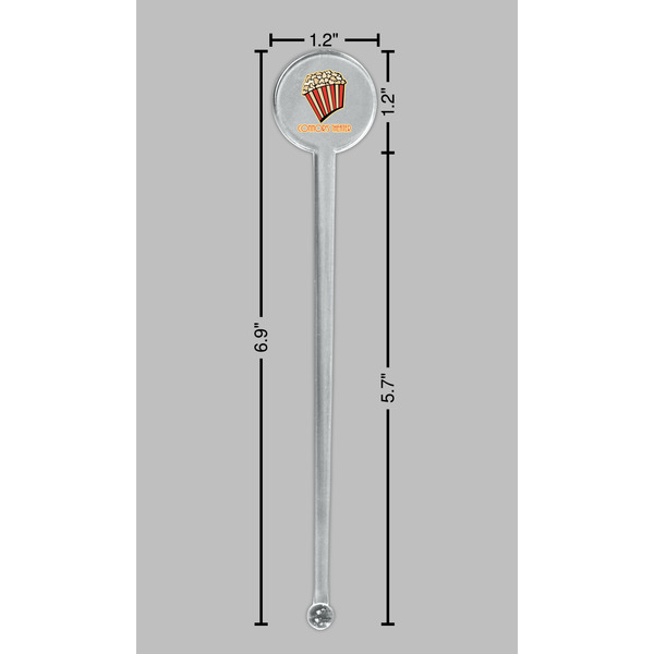 Movie Theater Clear Plastic 7" Stir Stick - Round - Dimensions