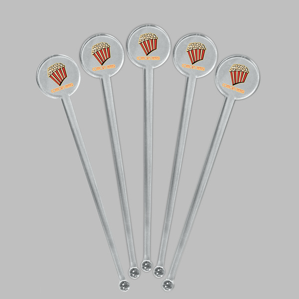 Movie Theater Clear Plastic 7" Stir Stick - Round - Fan View