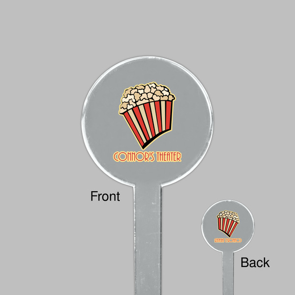 Movie Theater Clear Plastic 7" Stir Stick - Round - Front & Back