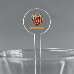Movie Theater 7" Round Plastic Stir Sticks - Clear (Personalized)