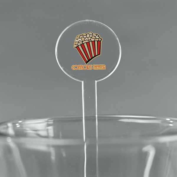 Custom Movie Theater 7" Round Plastic Stir Sticks - Clear (Personalized)