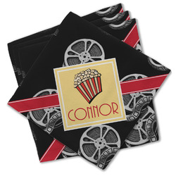 Movie Theater Cloth Cocktail Napkins - Set of 4 w/ Name or Text