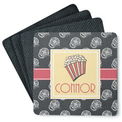 Movie Theater Square Rubber Backed Coasters - Set of 4 w/ Name or Text