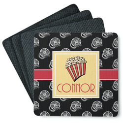 Movie Theater Square Rubber Backed Coasters - Set of 4 w/ Name or Text