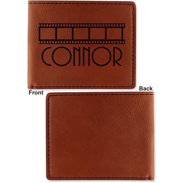 Movie Theater Cognac Leatherette Bifold Wallets - Front and Back Single Sided - Apvl