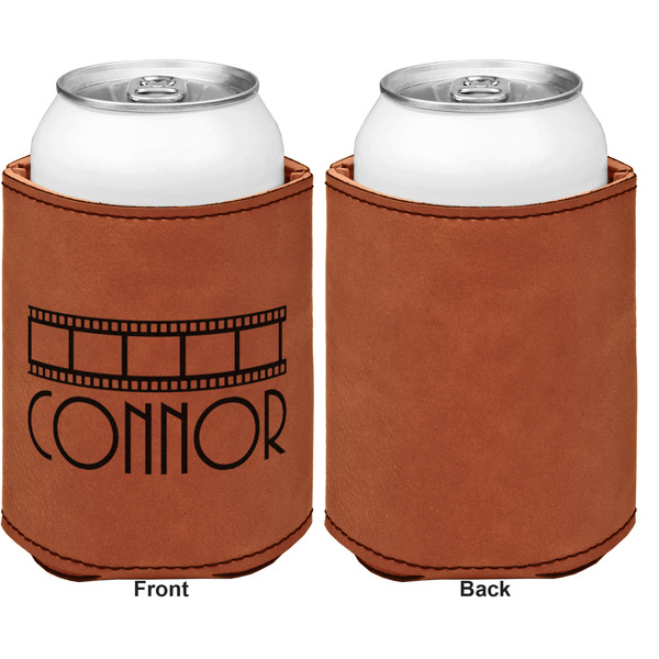 Movie Theater Cognac Leatherette Can Sleeve - Single Sided Front and Back