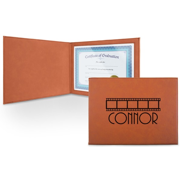 Custom Movie Theater Leatherette Certificate Holder - Front (Personalized)
