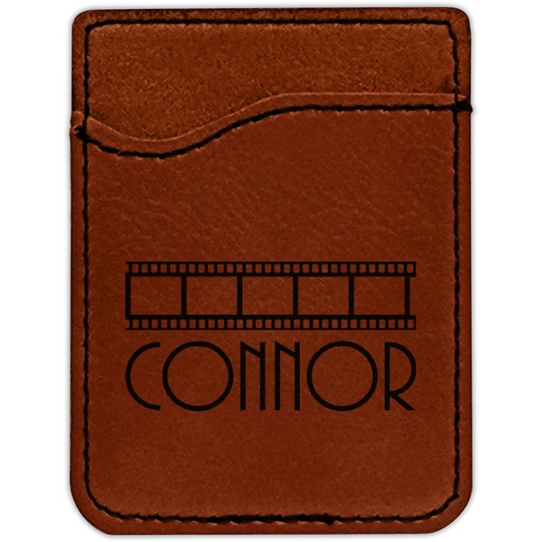 Movie Theater Cognac Leatherette Phone Wallet close up