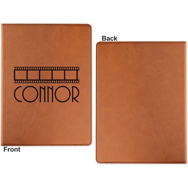 Movie Theater Cognac Leatherette Portfolios with Notepad - Large - Single Sided - Apvl