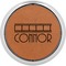 Movie Theater Cognac Leatherette Round Coasters w/ Silver Edge - Single