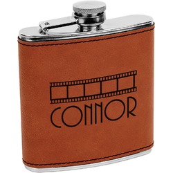 Movie Theater Leatherette Wrapped Stainless Steel Flask (Personalized)