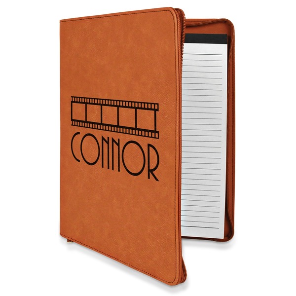 Custom Movie Theater Leatherette Zipper Portfolio with Notepad - Double Sided (Personalized)