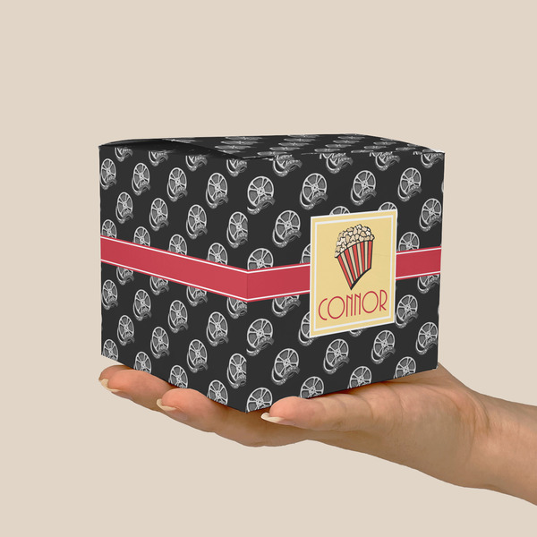 Movie Theater Cube Favor Gift Box - On Hand - Scale View