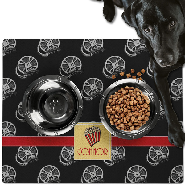 Custom Movie Theater Dog Food Mat - Large w/ Name or Text