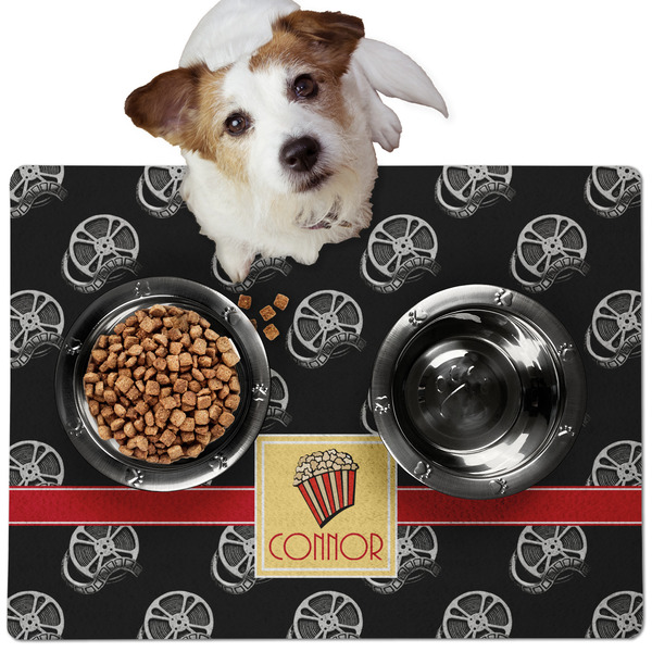 Custom Movie Theater Dog Food Mat - Medium w/ Name or Text
