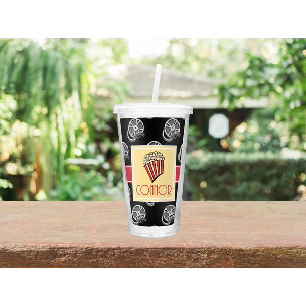 Movie Theater Double Wall Tumbler with Straw Lifestyle