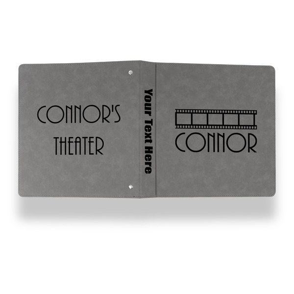 Movie Theater Leather Binder - 1" - Grey - Back Spine Front View